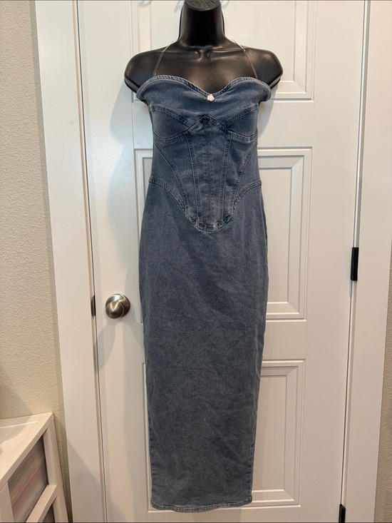 Fashion Nova Dresses & Skirts - Fashion Nova Strapless Longline Denim Dress in Charcoal Blue